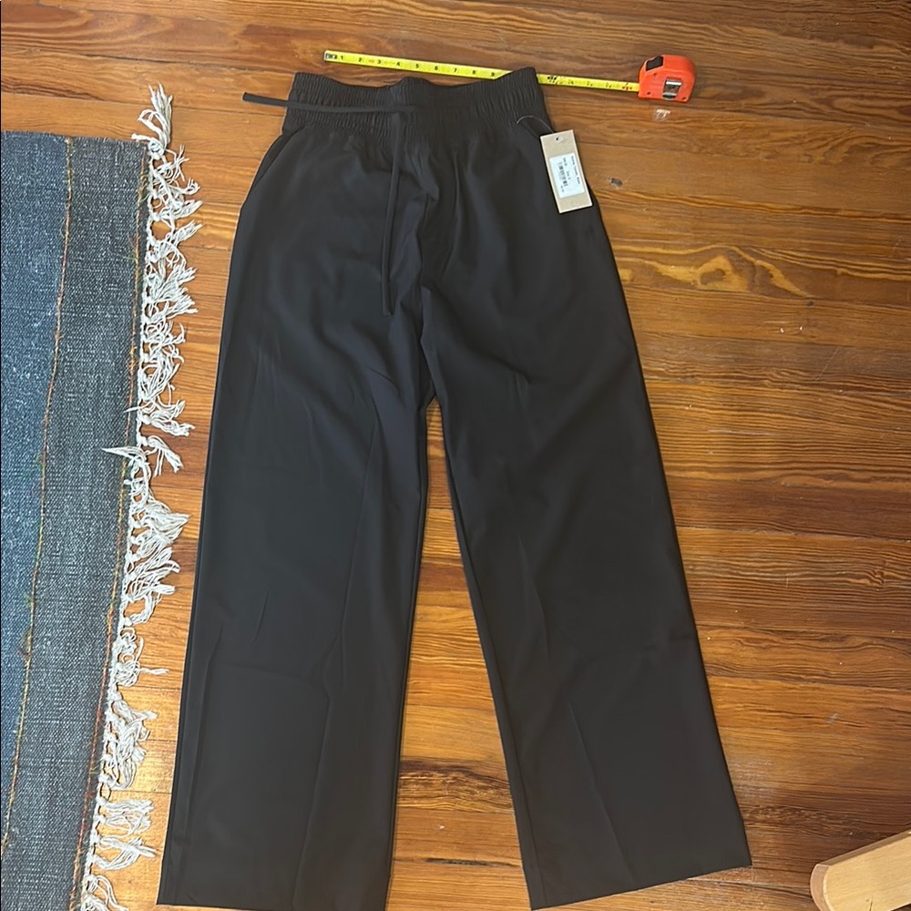 Albion Black Wide Leg Pants with High-Rise Waist